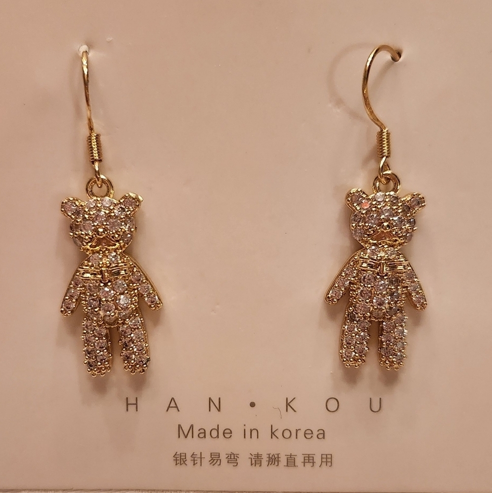 Rhinestone Teddybear Earrings